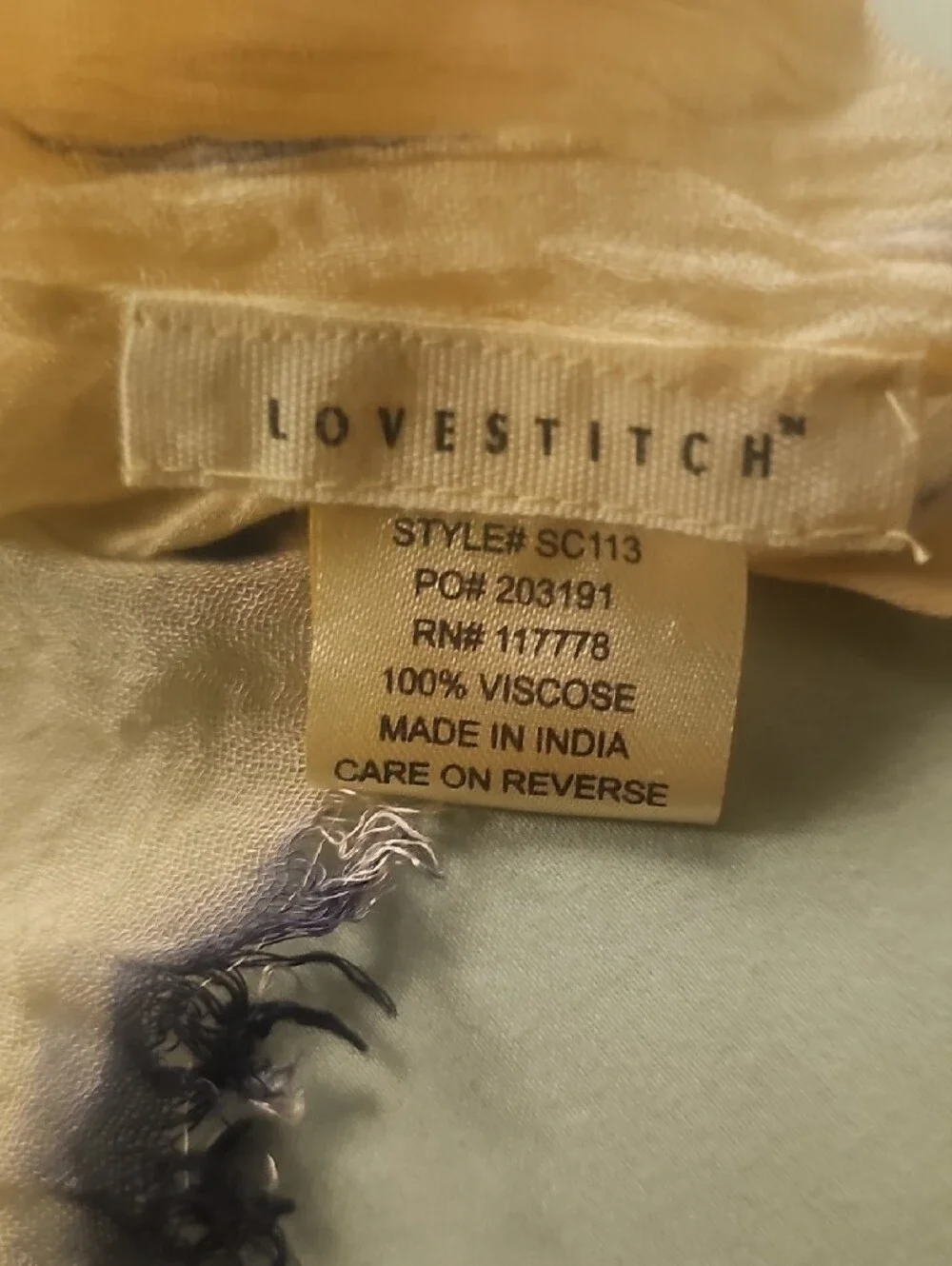 lovestitch Cream Scarf with Navy Accents